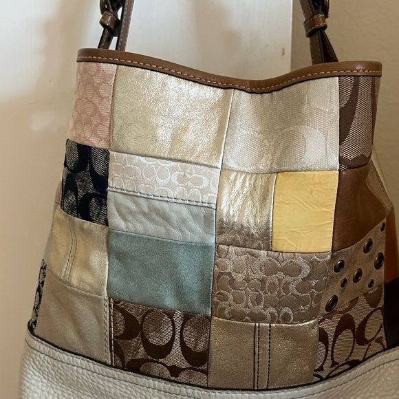 Coach Multicolor Patchwork Shoulder Bag: Pre-Loved; Great Condition!💛🩵🤎🩷🤍 - Picture 1 of 9